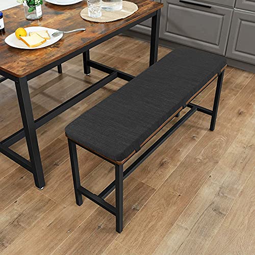 baibu 40 Inch Metal Bench Cushion with Ties, Non-Slip Rectangle Bench Seat Cushion Kitchen Bench Cushion with Machine Washable Cover - One Pad Only (Black, 40x15x1.5in)