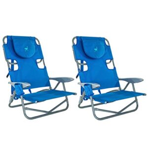 ostrich on-your-back outdoor lounge 5 position reclining beach chair (2 pack)