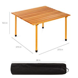 Best Choice Products 28x28in Foldable Indoor Outdoor All-Purpose Portable Wooden Table for Picnics, Camping, Beach, Tailgating, Patio, Kitchen, Living Room w/Carrying Case - Brown