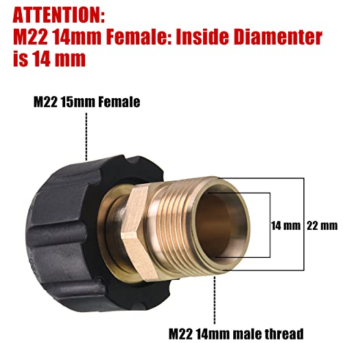 PWACCS Pressure Washer Adapter, M22 15mm Female to M22 14mm Male Fitting, Power Washer Hose and Gun Coupler, 5000 PSI