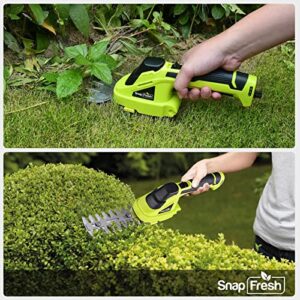 SnapFresh Cordless Grass Shears - Portable 2-in-1 Hedge Trimmer, 7.2V Electric Handheld Trimmer, Lightweight & Safe Hedge Shears with 1 Charger, Grass Cutter Machine for Garden & Lawn, Garden Supplies