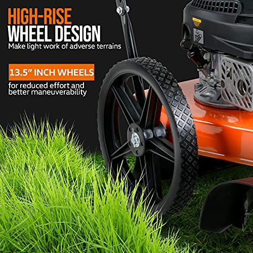 SuperHandy String Trimmer Walk Behind 21" Inch Line Cutting Diameter for Landscaping, Lawn, Garden, Fields, Farmland, Mowing, Brush Clearing Helps with Fire Prevention/Building Firebreaks