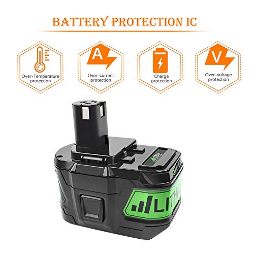 Upgraded 9.0Ah 2Packs P108 18V Battery Replacement Compatible with Ryobi 18V ONE+ P108 P102 P103 P104 P105 P107 P109 P122 Cordless Tool Battery Packs, Rapid Rechargeable Batteries with Indicator