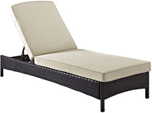 crosley furniture palm harbor outdoor wicker chaise lounge with sand cushions – brown