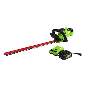 greenworks 24v 22″ cordless laser cut hedge trimmer, 4.0ah usb battery and charger included