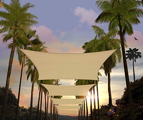 Amgo 16' x 20' Beige Rectangle Sun Shade Sail Canopy Awning ATAPR1620, 95% UV Blockage, Water & Air Permeable, Commercial and Residential (We Custom Size)