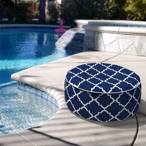 Gaier Inflatable Footstool Round Ottoman 21x9 Inch Used for Indoor or Outdoor Kids/Adults Home Yoga Patio Deck Front Porch Backyard Garden Travel Portable Camping Bearing 285 lb (Blue)