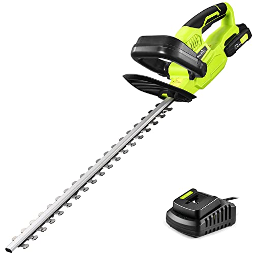 Cordless Hedge Trimmer - SnapFresh 20V Electric Hedge Trimmer 22" Dual-Action Blade, Grass Trimmer with 2.0Ah Battery and Charger, Bush Trimmer, Shrub Trimmer