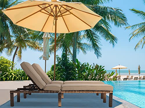 MAGIC UNION 2-Pack Outdoor Chairs Patio Adjustable Wicker Chaise Lounge with Cushions Patio Seating Beach Chairs Chaise Lounge Chairs for Outside Pool Patio Chair Lawn Chairs Set of 2