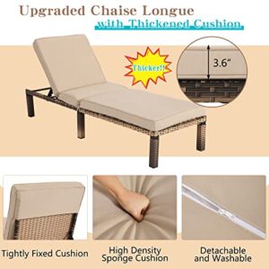 MAGIC UNION 2-Pack Outdoor Chairs Patio Adjustable Wicker Chaise Lounge with Cushions Patio Seating Beach Chairs Chaise Lounge Chairs for Outside Pool Patio Chair Lawn Chairs Set of 2