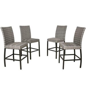 patio tree outdoor bar stools wicker padded patio bar chairs, set of 4, 4 packs (970246)