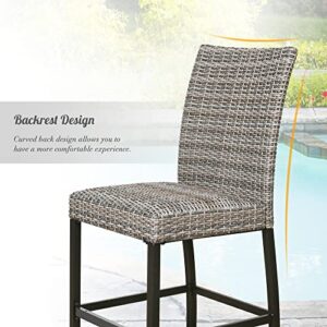 Patio Tree Outdoor Bar Stools Wicker Padded Patio Bar Chairs, Set of 4, 4 Packs (970246)