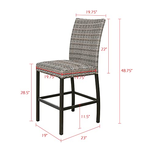 Patio Tree Outdoor Bar Stools Wicker Padded Patio Bar Chairs, Set of 4, 4 Packs (970246)