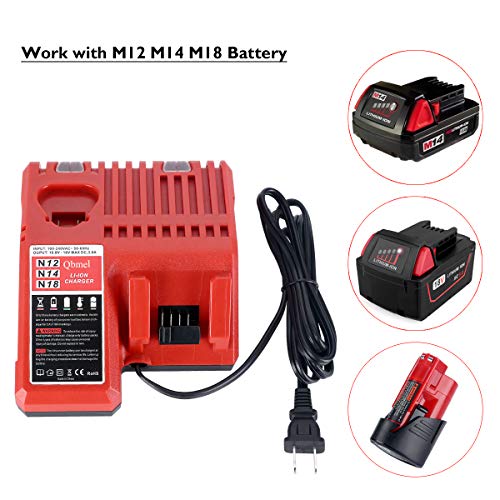 M12 & M18 Multi Voltage Lithium Ion Battery Charger for Milwaukee 48-59-1812 18V&12V Fuel Gauge XC Battery