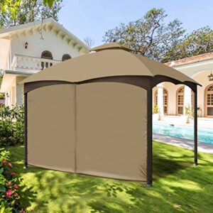 Wonwon Gazebo Universal Replacement Privacy Curtain Privacy Panel Canopy Side Wall with Zipper for 10' x 10' Outdoor Gazebo (Khaki)