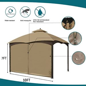 Wonwon Gazebo Universal Replacement Privacy Curtain Privacy Panel Canopy Side Wall with Zipper for 10' x 10' Outdoor Gazebo (Khaki)