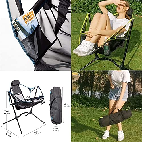 Dongxing Portable Outdoor Folding Rocking Chair,Camp Chair,Recliner Luxury Camp Chair,Relaxing Swing (Green)