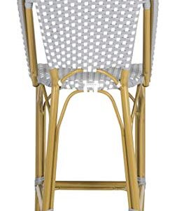 Safavieh PAT4019B Collection Gresley Grey and White Indoor/Outdoor Stacking French Bistro Counter Stool