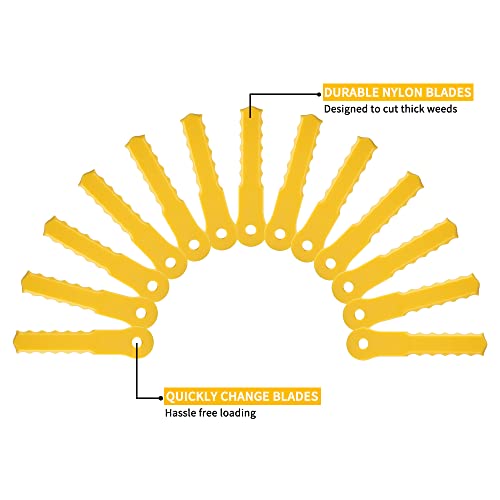 FourShow 30Pcs Replacement Blades Compatible with Weed Warrior Push-N-Load 3 Blade Trimmer Head and Pivotrim Hybrid 2-N-1 Head