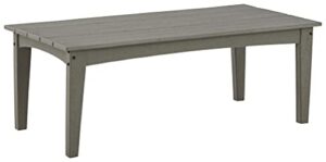 signature design by ashley visola outdoor hdpe patio cocktail table, gray