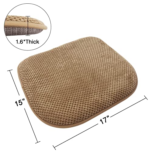 PAGGED Khaki Foam Seat Cushions Kitchen Chairs Pads for Dining Chairs 6 Pack Non Slip Patio Seat Cushions Washable U Shaped Soft Thick Large Metal Wooden Chair Cushions,17" x 15"