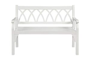 pebble lane living all weather outdoor exclusive elegant hardwood 2 seater park bench with arms and back, 48″ l x 24″ w x 35.5″ h, white