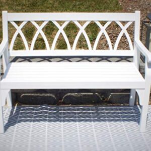 Pebble Lane Living All Weather Outdoor Exclusive Elegant Hardwood 2 Seater Park Bench with Arms and Back, 48" L x 24" W x 35.5" H, White
