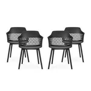 christopher knight home madeline outdoor dining chair (set of 4), black