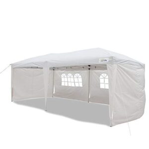 GOUTIME 10x20 Feet Ez Pop Up Canopy Instant Tent Shelter with 4Pcs 10Ft Removable Sidewalls for Outdoor Christmas Party Events