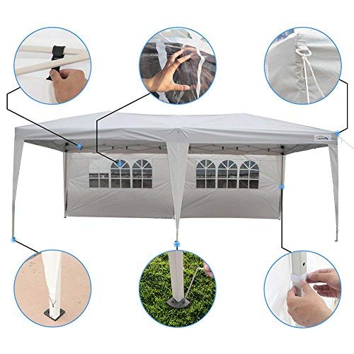 GOUTIME 10x20 Feet Ez Pop Up Canopy Instant Tent Shelter with 4Pcs 10Ft Removable Sidewalls for Outdoor Christmas Party Events