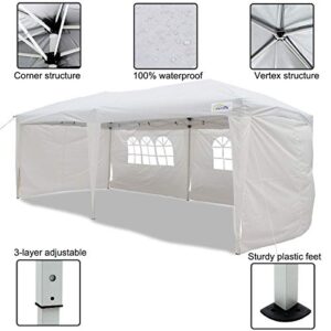 GOUTIME 10x20 Feet Ez Pop Up Canopy Instant Tent Shelter with 4Pcs 10Ft Removable Sidewalls for Outdoor Christmas Party Events