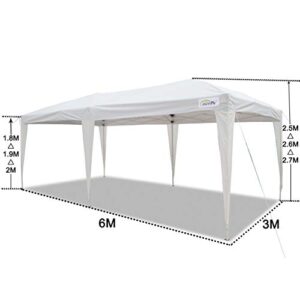 GOUTIME 10x20 Feet Ez Pop Up Canopy Instant Tent Shelter with 4Pcs 10Ft Removable Sidewalls for Outdoor Christmas Party Events