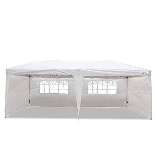 GOUTIME 10x20 Feet Ez Pop Up Canopy Instant Tent Shelter with 4Pcs 10Ft Removable Sidewalls for Outdoor Christmas Party Events