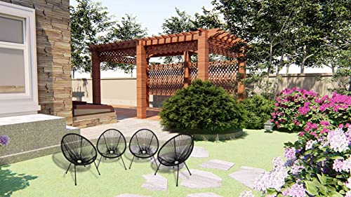 Acapulco Woven Lounge Chair for Indoor and Outdoor Use (4PC Black)