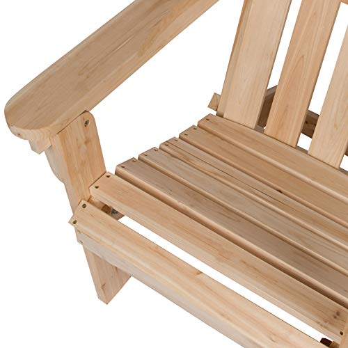 Shine Company 4658N Marina II Adirondack Folding Chair | Outdoor Foldable Wooden Rocking Chair for Garden, Backyard, Firepit, & Deck – Natural