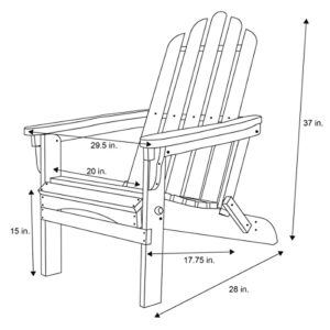 Shine Company 4658N Marina II Adirondack Folding Chair | Outdoor Foldable Wooden Rocking Chair for Garden, Backyard, Firepit, & Deck – Natural