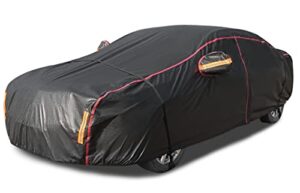 car cover waterproof all weather, 6 layers full exterior covers with zipper cotton, mirror pocket. outdoor car cover uv snow rain wind dust all weather outdoor protection for sedan (173-183 inch)