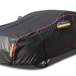 Car Cover Waterproof All Weather, 6 Layers Full Exterior Covers with Zipper Cotton, Mirror Pocket. Outdoor Car Cover UV Snow Rain Wind Dust All Weather Outdoor Protection for Sedan (173-183 inch)