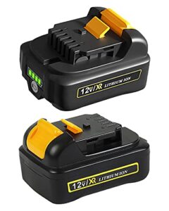 comrgike 3.0ah 12v 2pack battery replacement for dewalt 12v battery dcb123 dcb127 dcb122 dcb124 dcb121 compatible with dewalt 12v tools, for xtreme/ dcl045b/ dcf903b etc. series