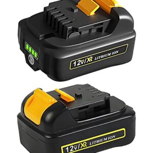 COMRGIKE 3.0Ah 12V 2Pack Battery Replacement for Dewalt 12V Battery DCB123 DCB127 DCB122 DCB124 DCB121 Compatible with Dewalt 12V Tools, for Xtreme/ DCL045B/ DCF903B etc. Series