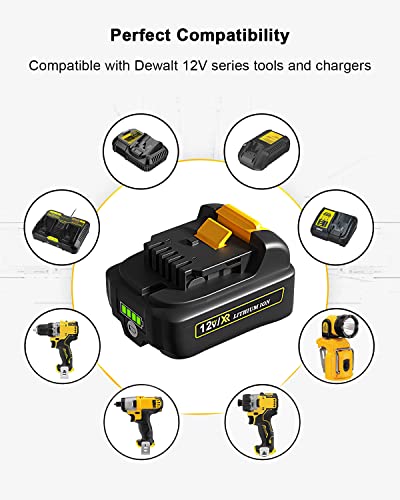 COMRGIKE 3.0Ah 12V 2Pack Battery Replacement for Dewalt 12V Battery DCB123 DCB127 DCB122 DCB124 DCB121 Compatible with Dewalt 12V Tools, for Xtreme/ DCL045B/ DCF903B etc. Series