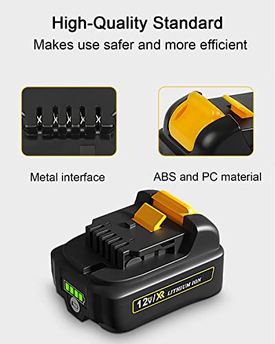 COMRGIKE 3.0Ah 12V 2Pack Battery Replacement for Dewalt 12V Battery DCB123 DCB127 DCB122 DCB124 DCB121 Compatible with Dewalt 12V Tools, for Xtreme/ DCL045B/ DCF903B etc. Series