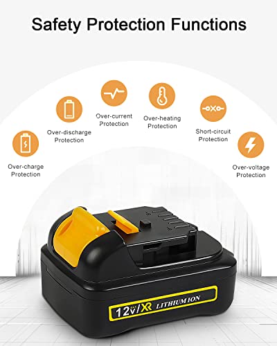 COMRGIKE 3.0Ah 12V 2Pack Battery Replacement for Dewalt 12V Battery DCB123 DCB127 DCB122 DCB124 DCB121 Compatible with Dewalt 12V Tools, for Xtreme/ DCL045B/ DCF903B etc. Series