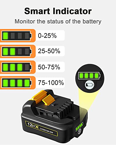 COMRGIKE 3.0Ah 12V 2Pack Battery Replacement for Dewalt 12V Battery DCB123 DCB127 DCB122 DCB124 DCB121 Compatible with Dewalt 12V Tools, for Xtreme/ DCL045B/ DCF903B etc. Series