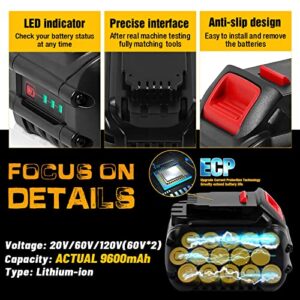 TenHutt 【Upgrade】 20V/60V/120V 9.6Ah High Capacity MAX Lithium-ion Replacement Battery for Flexvolt 20V/60V/120V Cordless Power Tools DCB606 DCB612 DCB206 DCB204 Li-ion Battery