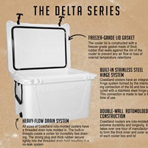 Coastland Delta Series Rotomolded Coolers, Premium Everyday Use Insulated Cooler, Ice Chest Available in 25-Quart, 45-Quart, 65-Quart and 125-Quart Capacity