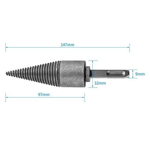 Firewood Log Splitter Drill Bit, Wood Splitter Drill Bits, Heavy Duty Drill Screw Cone Driver for Hand Drill Stick (Square Shank)