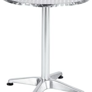 BTEXPERT Silver Indoor Outdoor 23.75" Round Restaurant Table for Patio Stainless Steel Aluminum Furniture with Base, 23.75Inch X 27.7" Height-One