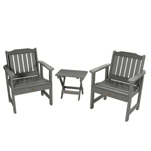 highwood ad-kitchgl1-cge lehigh (2) garden chairs with folding side table, coastal teak