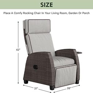 Grand patio Outdoor Recliners Chair for Patio with Hand-Woven Wicker Adjustable Angle Chaise Lounge Wicker Chair for Indoor & Outdoor,Griege